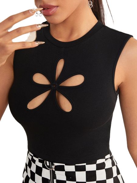 

petite cut out rib knit tank n9p5#, White
