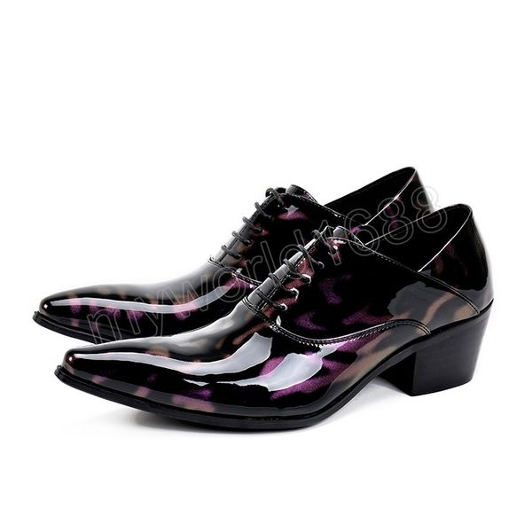 

pointed toe high heel men patent leather shoes large size man business party dress shoes gentleman oxford shoes, Black