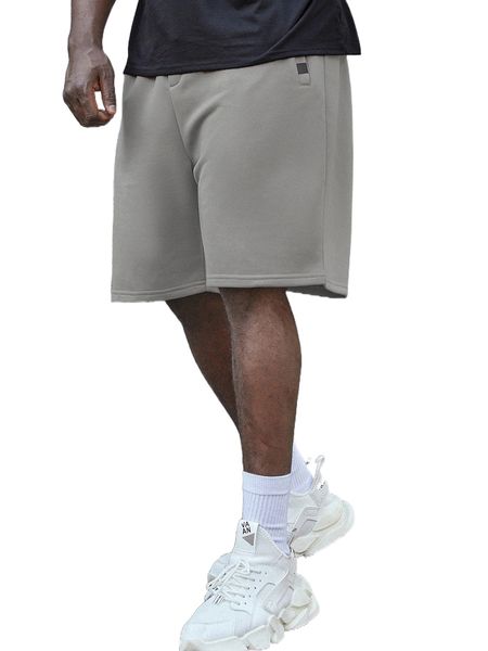 

extended sizes men slant pocket drawstring waist shorts o2l4#, White;black