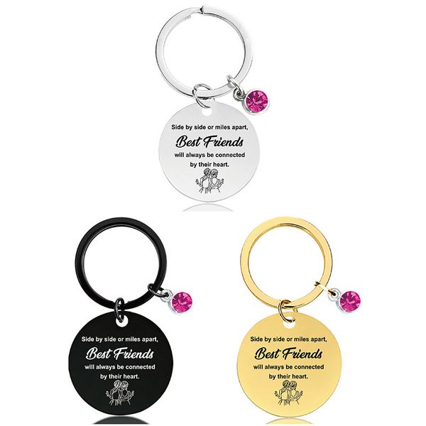 

creative round letters keychain sister gift good friends girlfriend diamond keychains pendant jewelry accessories bulk price, Silver
