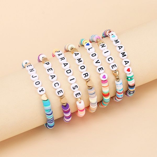 Красочные полимерные глиняные диски бисер нитей браслет ins стиль начальные бусины браслеты для летних женщин подарок