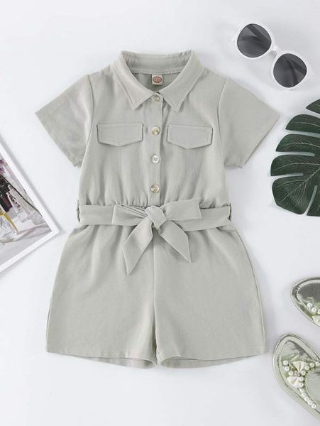 

toddler girls flap detail button front belted romper she, Blue