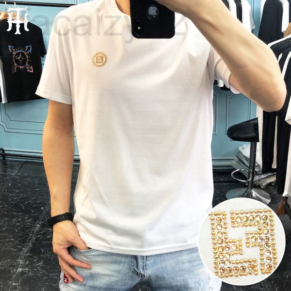 

men's t-shirts designer 2020 summer mercerized cotton t-shirt men's simple diamond fashion brand slim fitting bottomed t-shirt sho, White;black