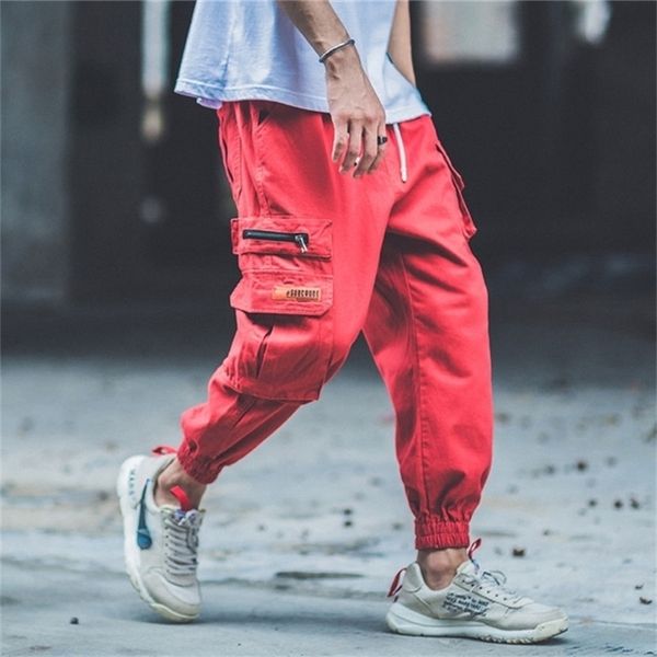 

april momo man jogger camouflage side pockets loose style men's sweatpants trousers pants men hip hop casual streetwear 201128, Black