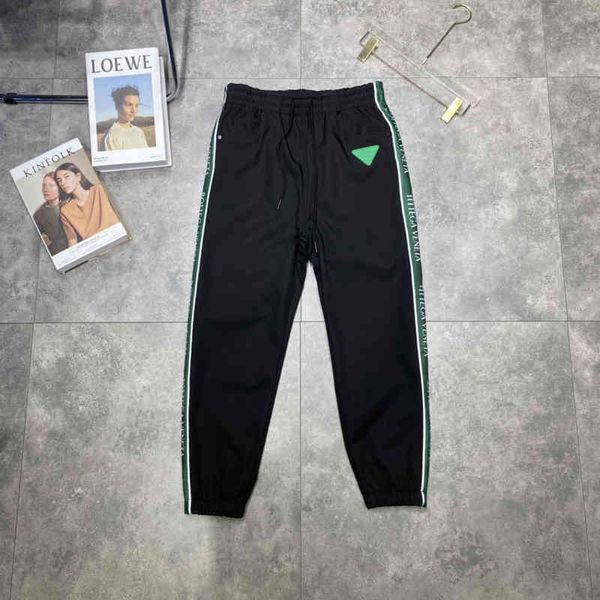 

selling bv ins new autumn and winter new bottega 2022 veneta couple leather label letter webbing plush leisure sports pants for men women, Black