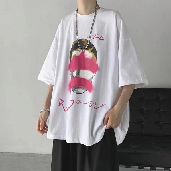 Filme abstrato padrão t camisa para roupas masculinas oversized 8xl estilo hip hop verão manga curta camiseta unisex t coreano 0615