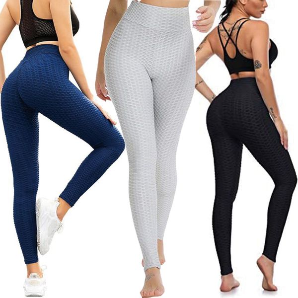 

designer high waist anti cellulite leggings women yoga fitness push up pants plus size gym workout scrunch booty lift tights act, Black