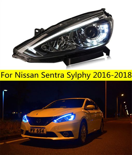 Faróis LED acessórios de iluminação para Nissan Sentra Sylphy 20 16-20 18 Xenon Bulb Front Light DRL Daytime Running Nevoeiro Farol