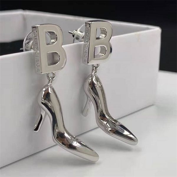 

16% off jewelry the new letter high-heeled shoes earrings brass platinum plated earrings female, Golden