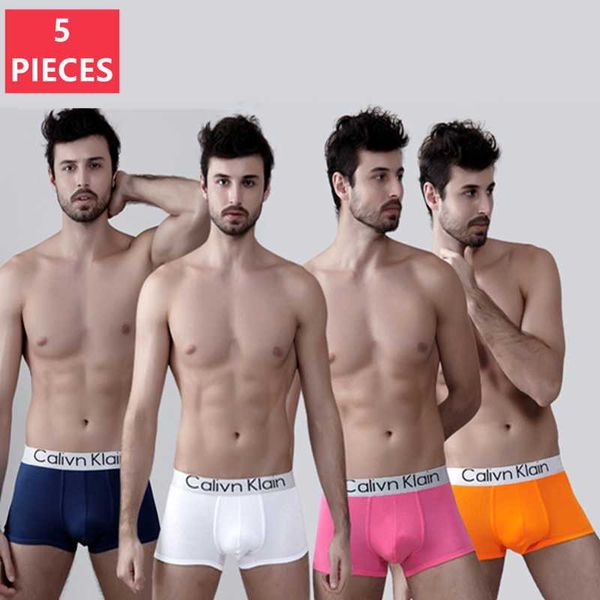 UNDUPTS 5 PCS Calivn Klain Erkekler İç çamaşırı Mektubu Baskılı Erkekler Boksör Yumuşak Boksörler 3D Pouch Şort Külotları Malunderpants için