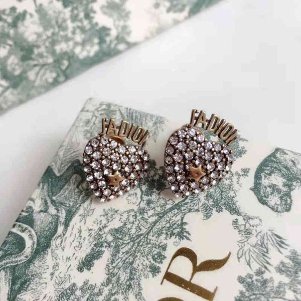 

2022 factory wholesale new di home 1.1 little star love earrings female made old full diamond earrings 07b8, Golden
