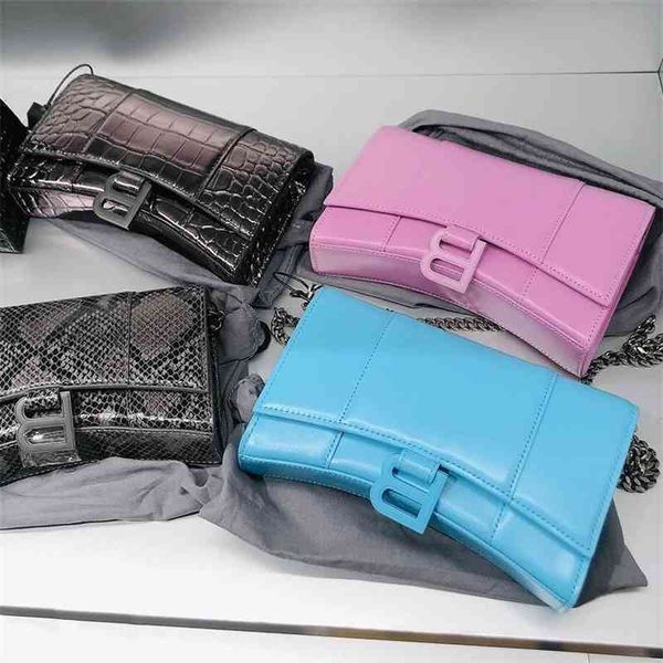 

balencaigbag bag small 2022 designer women's b-button chain hourglass bag bright leather crocodile handbag women's single shoulder