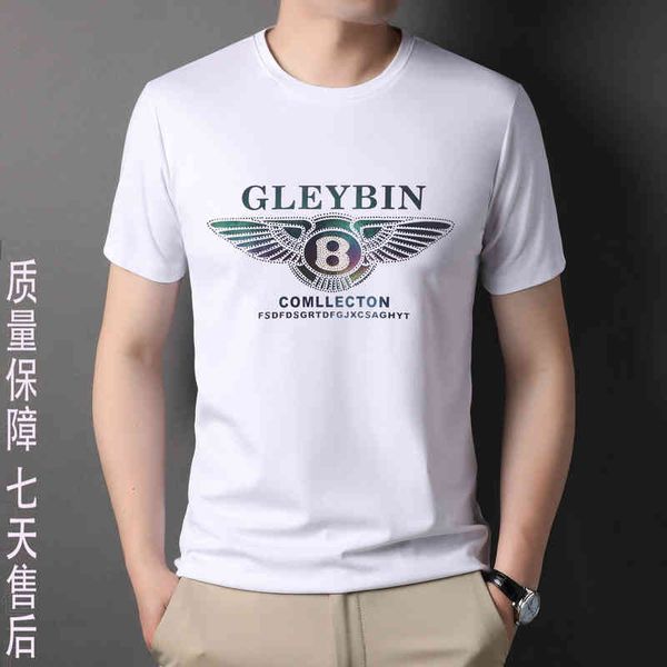 

2022 summer new men's short t-shirt youth fashion brand printed diamond breathable mercerized cotton half sleeve t-shirt men, Black;brown