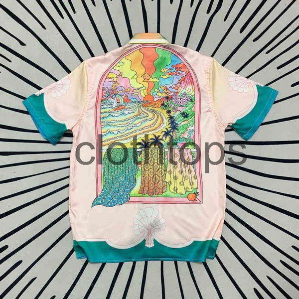 

street fashion casablanca ss21 spring summer sicilian print fairy tale dream short sleeve shirtfm8o, White;black