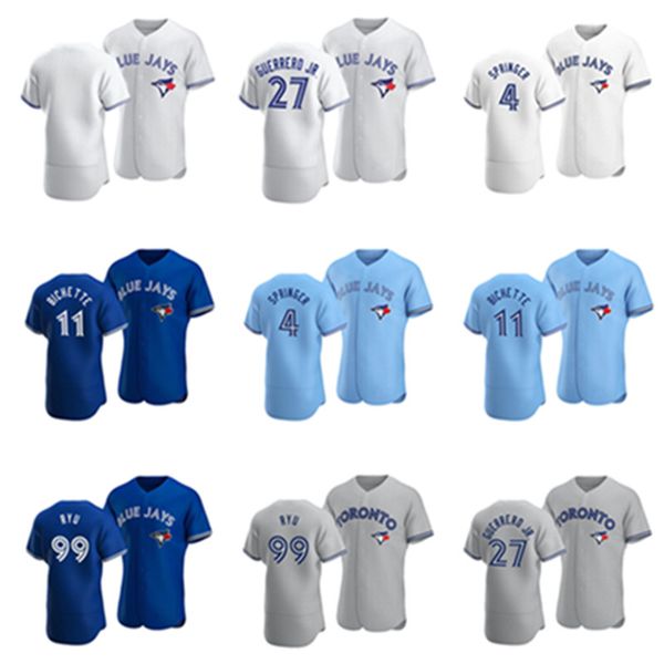

baseball blue''jays'' vladimir guerrero jr. #27 bo bichette #11george springer #4 hyun-jin ryu #99 jersey, Black