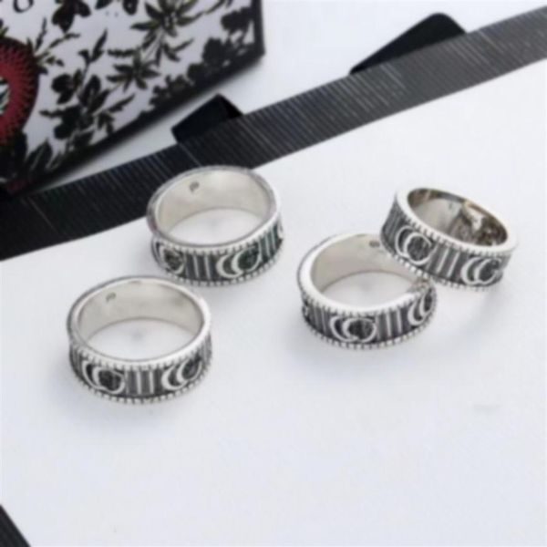 

925 silver g letter vintage gear ring men's and women's fashion jewelry configuration gift2298, Golden;silver
