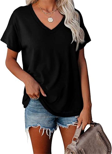 

& tees women's v-neck summer patchwork blouse, White