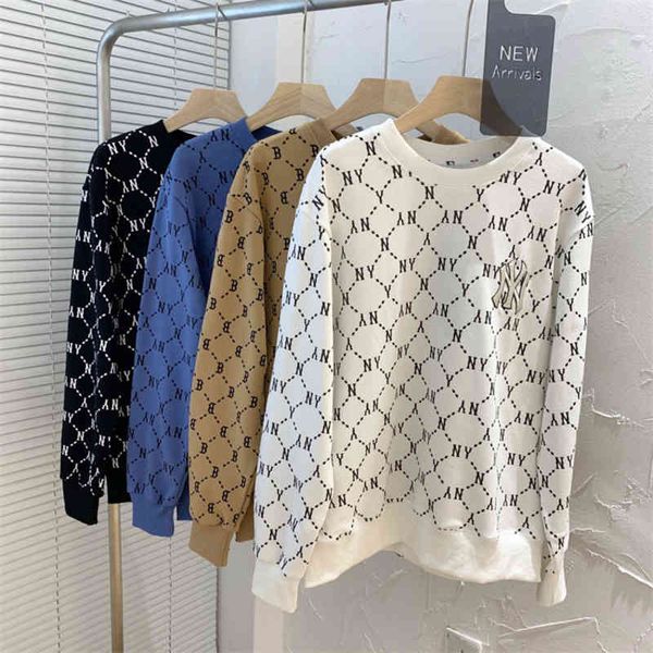 

women's hoodies sweatshirts mlb korean fashion brand men's women's lovers old flower full printed long sleeved sweater spring, Black