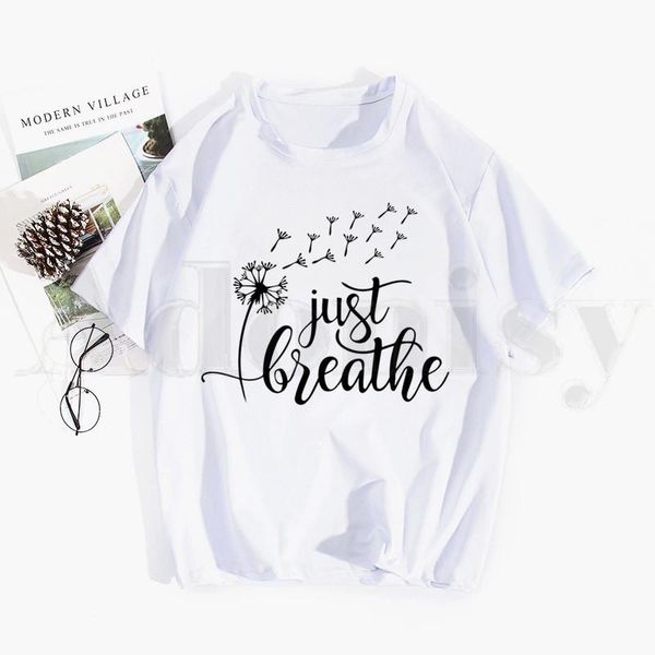 T-shirt da uomo Dandelion Just Breathe Print T-shirt da uomo Cartoon Summer Top Ladies Graphic T-shirt da uomo Abbigliamento da uomo