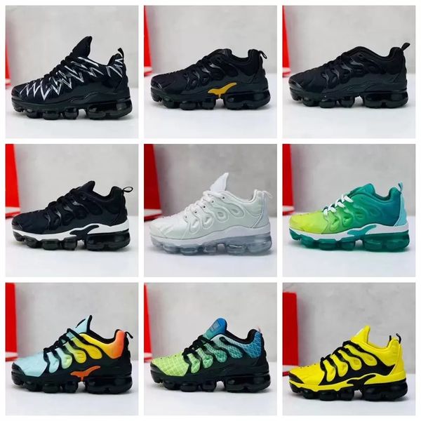 

2022 toddler designer kids shoes tn breathable rainbow mesh running sneakers tns cushion children pour enfants athletic sport shoe plus tenn, Black