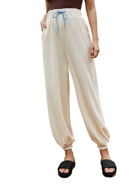 

drawstring waist sweatpants f5fy#, Black;white