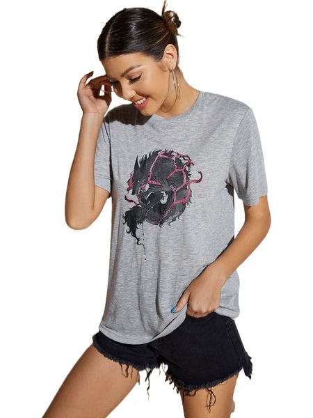 

x loputyn wolf print round neck tee n6sv#, White