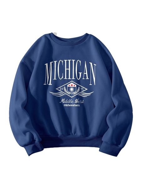 

graphic & letter embroidery drop shoulder sweatshirt b6lj#, Black
