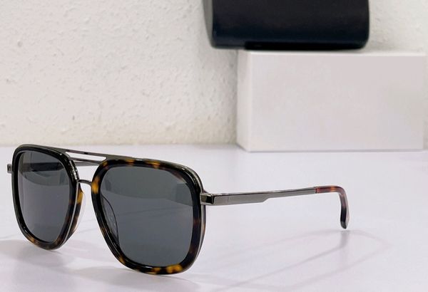 

1235 square sunglasses metal bar havana dark ruthenium grey glasses men sonnenbrille wrap occhiali da sole uv eyewear with box, White;black