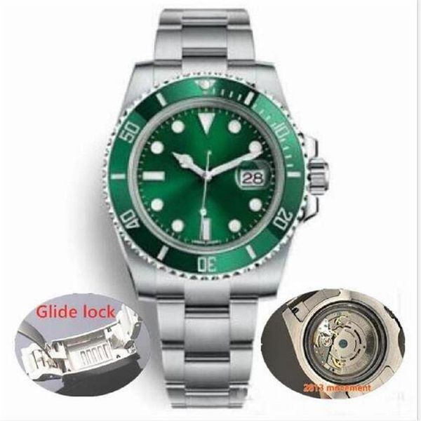 

factory automatic mechanical sapphire glass black ceramic bezel date stainless steel guild lock clasp 40mm 116610ln 116610 mens wa339y, Slivery;brown