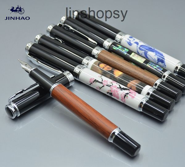 

unique design 6 colors jinhao 8802 fountain pen exquisite office stationery 0.7mm nib calligraphy ink pens