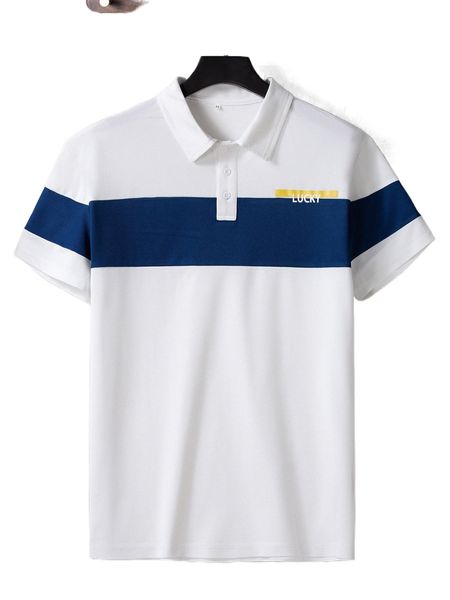 

men letter graphic two tone polo shirt 27i4#, White;black