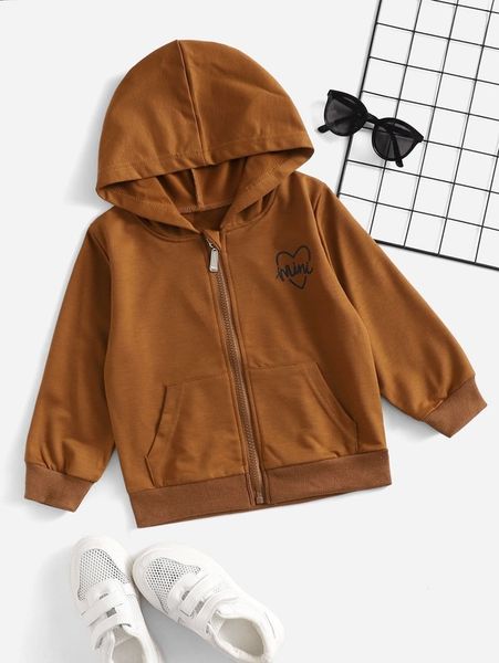 

toddler boys heart and letter graphic zip up hoodie she, Black