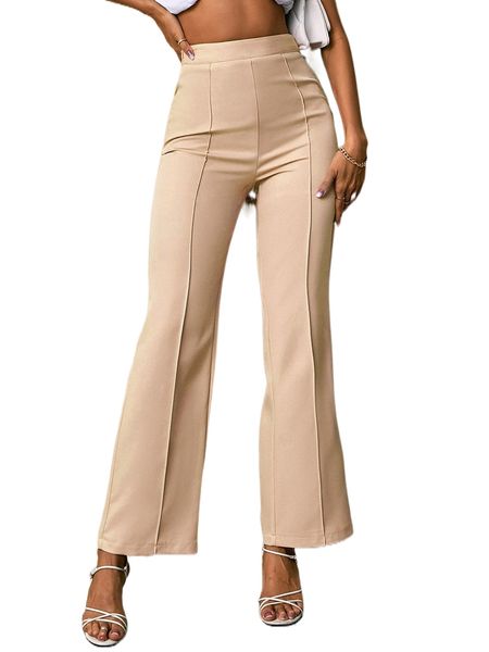 

high waist seam detail pants 26dw#, Black;white