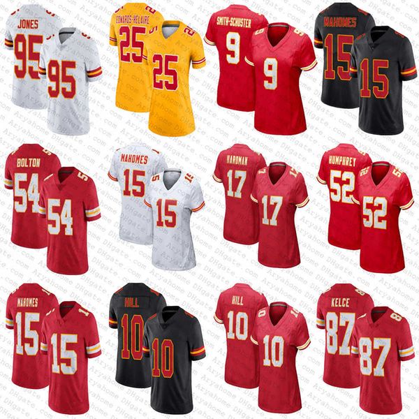 

9 juju smith-schuster 15 patrick mahomes chiefes custom football travis kelce tyreek hill jerseys justin reid creed humphrey chris jones, Black