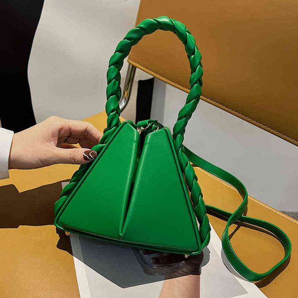

braided shoulder messenger bag simple triangle 2022 fashion small tote bag female handbags and purses travel bags g220429