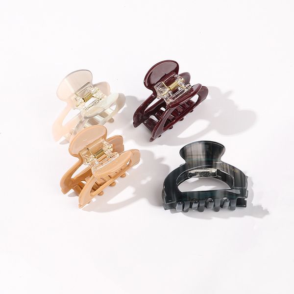 

length 6 cm hollow out semicircle hair clamp women acetic acid medium hair clips european female headdress ponytail claw pure color hairpins, Slivery;golden