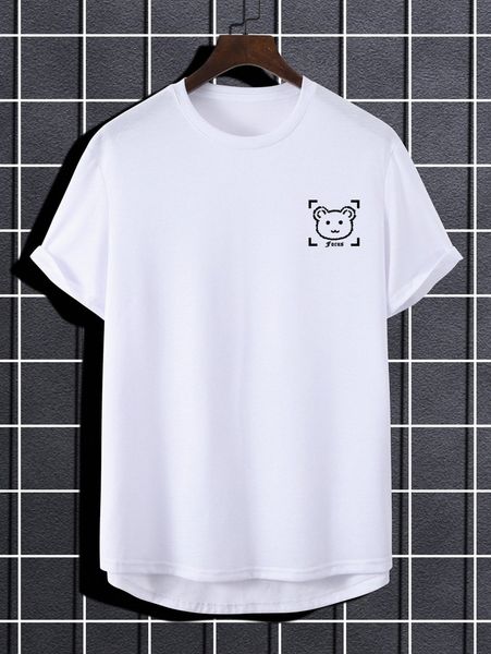 

men cartoon & letter graphic tee u2rs#, White;black