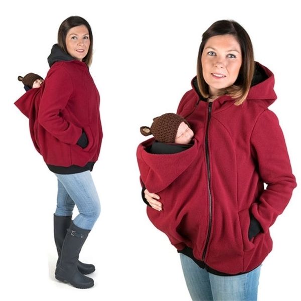 Детская куртка кенгуру с капюшоном зимнее беременное толстовка верхней одежды для беременных.