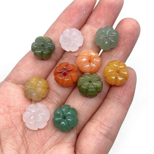 

9x13mm pumpkin shaped natural crystal stone beads pink white green orange punched loose bead diy jewelry making accessories, Black