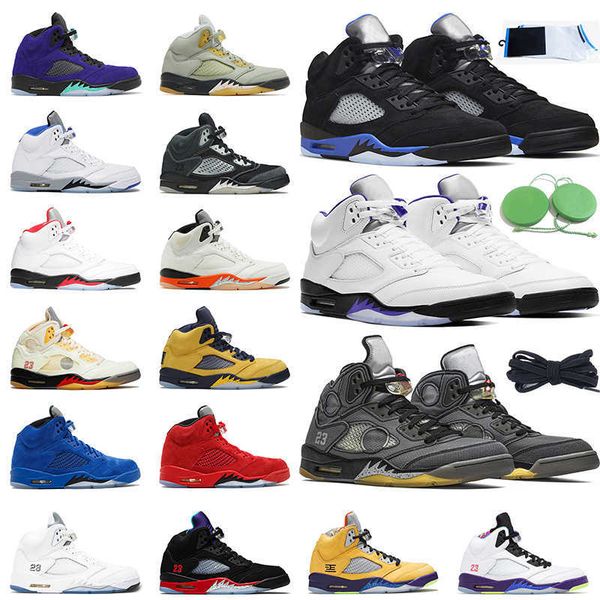 

men basketball shoes 5s concord racer blue jade horizon fire red sail what the white cement oreo muslin mens trainer sports sneakers, Black
