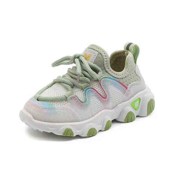 

2022 spring new children's soft-soled non-slip sports shoes elastic breathable running shoes baby pedal shoes sneakers fashion g220527, Black;red