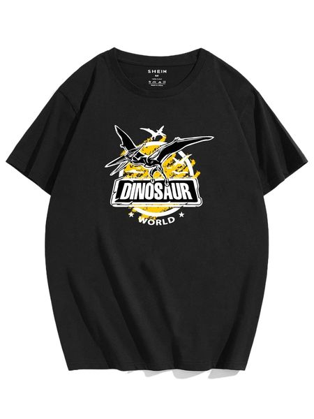 

men dinosaur & letter graphic tee t8gc#, White;black