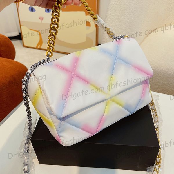 

womens designer classic flap 19 rainbow quilted bags ghw crossbody shoulder handbag 22cm/25cm
