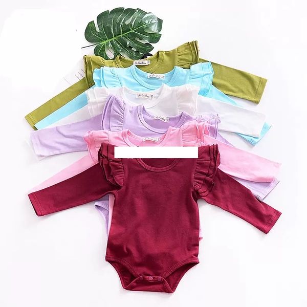 

baby fly sleeve romper ins ruffler jumpsuits 2018 new boutique kids climbing clothes 8 colors, Blue