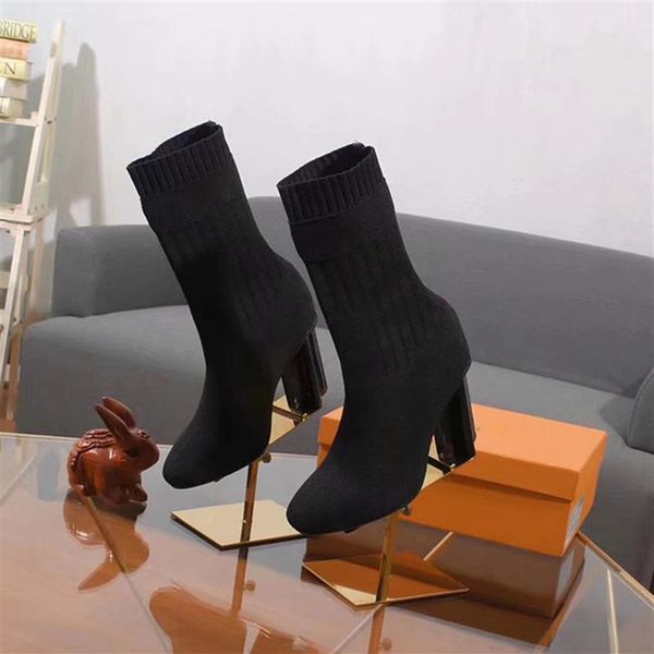 

fashion quality stretch high heel womens sock boots the latest rose electric rust ankle boot with plain toe blended and black tex223e
