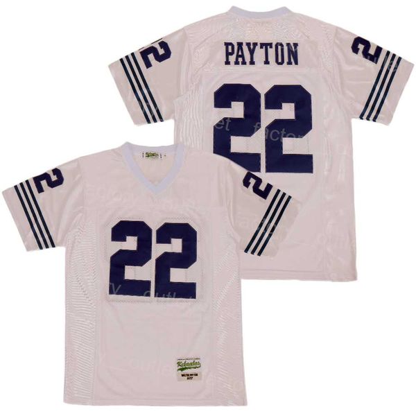 

movie football jackson state high school 22 walter payton jersey men university team color white hip hop for sport fans breathable pure cott, Black