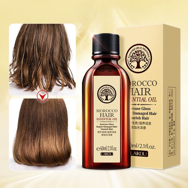 Óleo essencial para cabelos arganos marroquinos de 60 ml para tipos de cabelos secos produtos multifuncionais de cuidados com a mulher