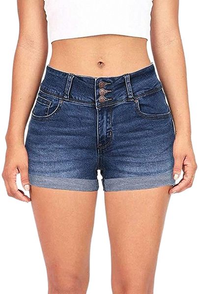 

junior teen girls women casual summer mid waist stretchy denim jean shorts short jeans j6pp#, White;black