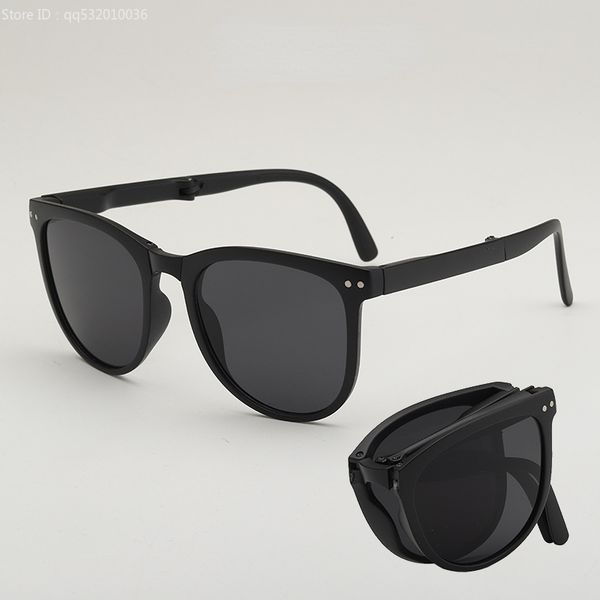 

2022 designer uv400 uv protection sunscreen sunglasses for men and women convenient high-end oval frame sunshade glasses folding gafas de so, White;black