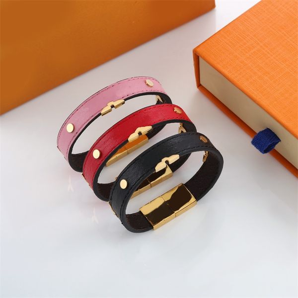 

designer link chain bracelets womens mens classic flower metal buckle leather wrap bracelet wristband fashion jewelry colors can choose 60mk, Black